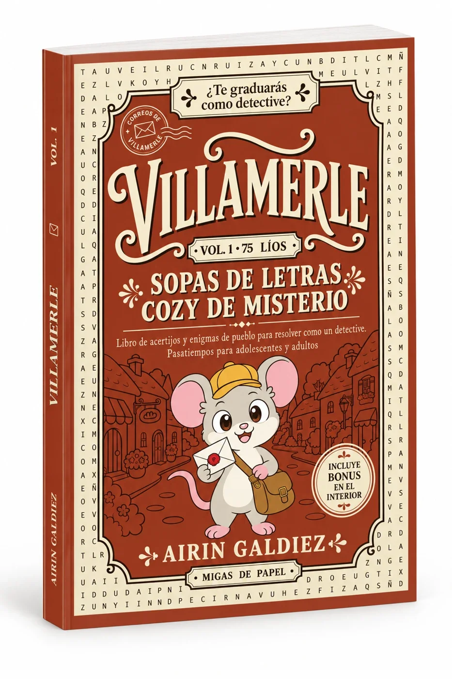 Villamerle Vol. 1, de pie, con la portada y el lomo a la vista